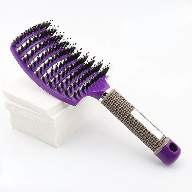 🪮 Brosse Démêlante Massage - Démêlage Doux Cheveux Bouclés & Fragiles"